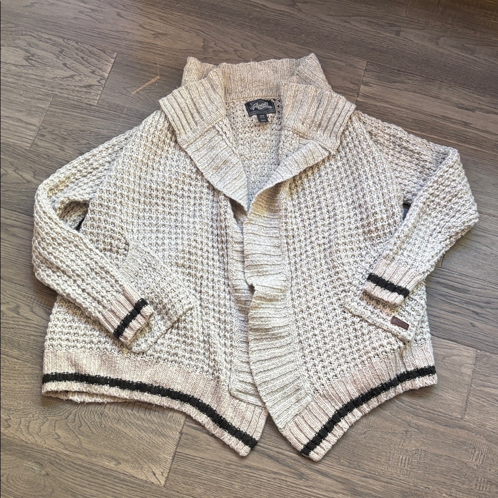 Roots | Cream/Grey Waterfall Knit Cardigan Sweater Size Medium